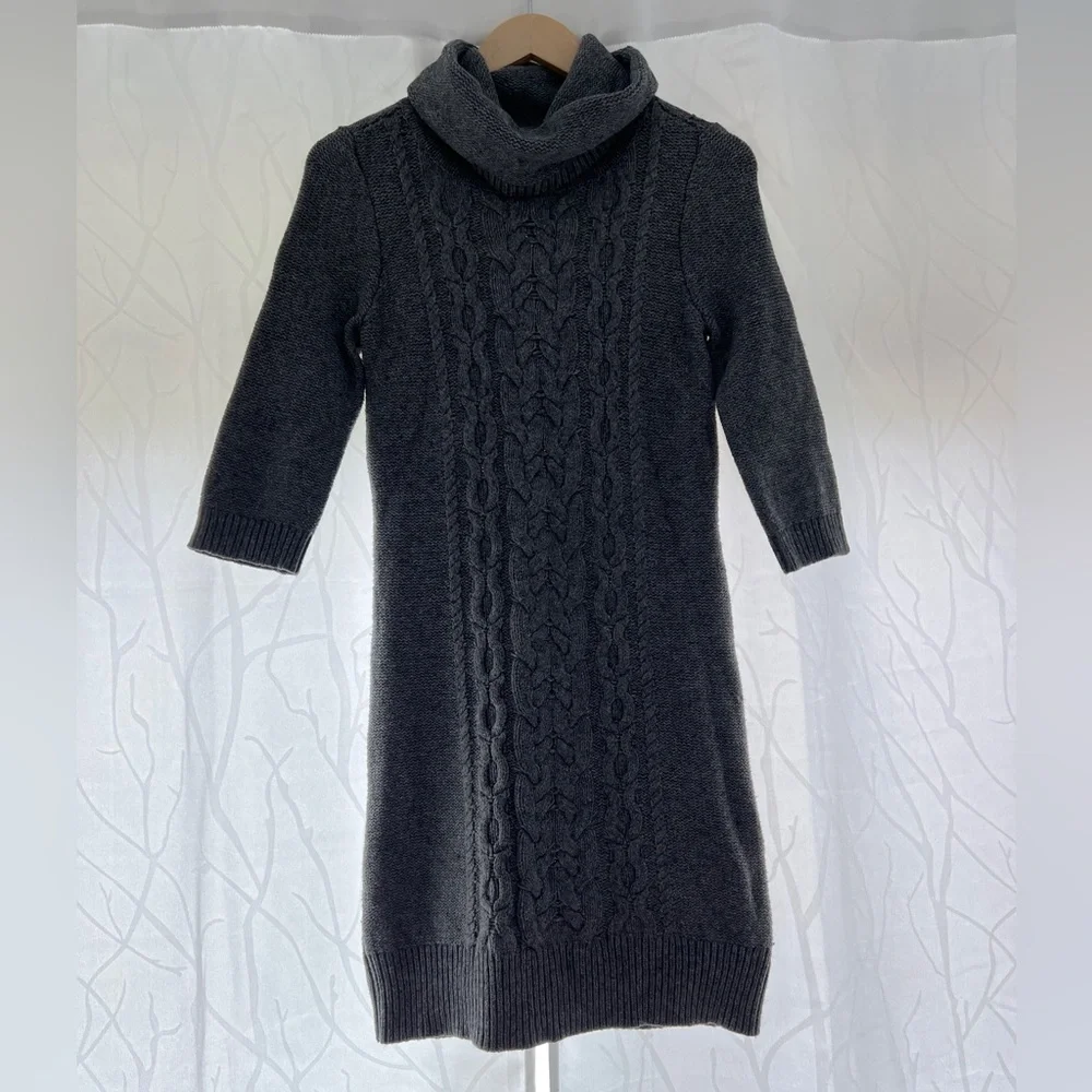 Tommy Hilfiger 3/4 Sleeved Cowl Turtleneck Sweater Dress S/P - Picture 1 of 9